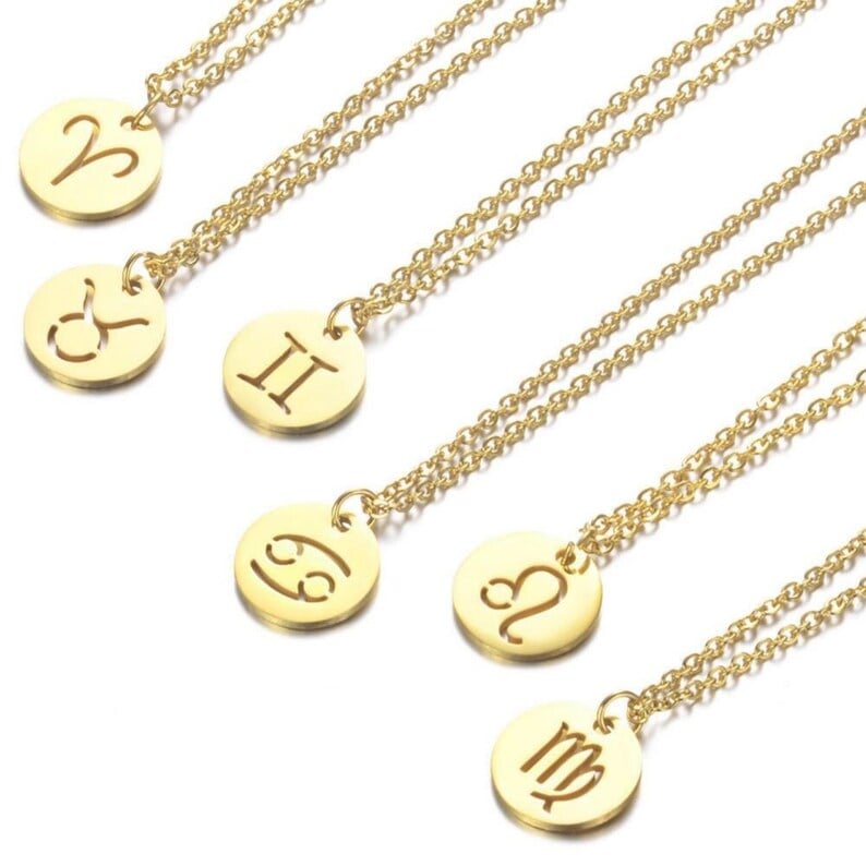 Image of Stainless Steel Gold Astrology Necklace 