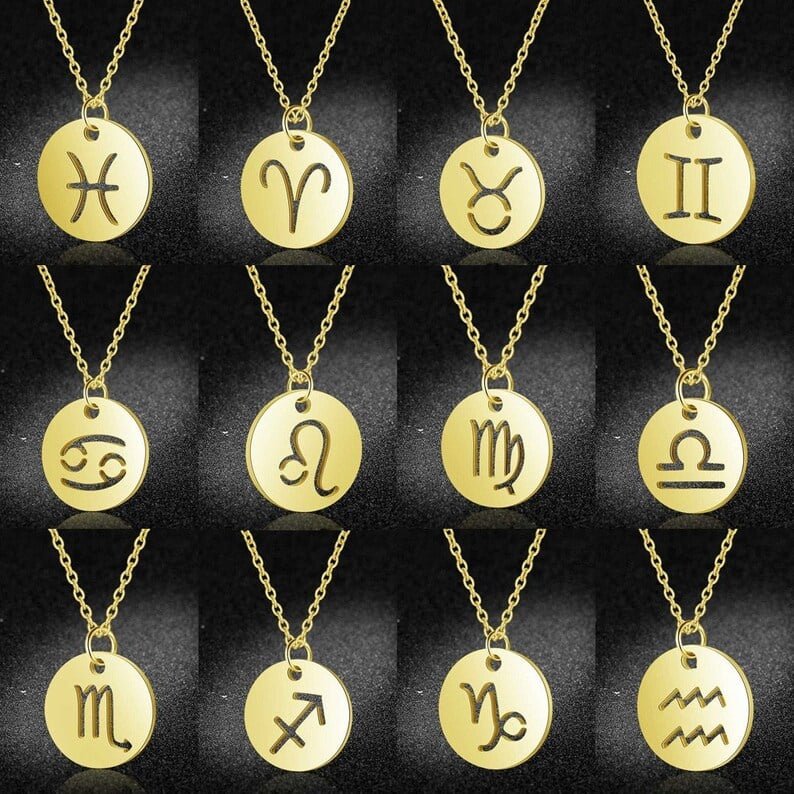 Image of Stainless Steel Gold Astrology Necklace