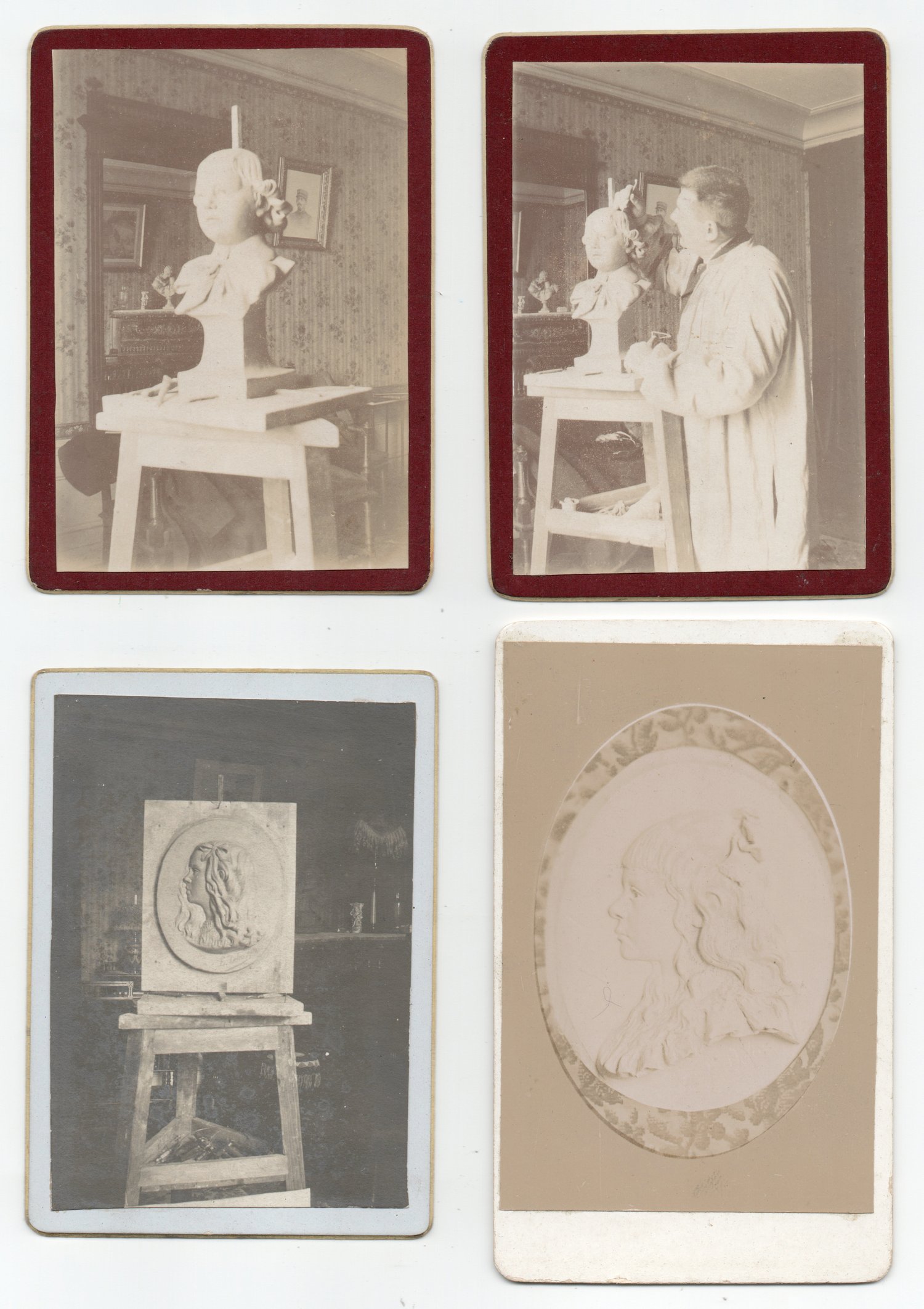 Image of Anonyme: sculptor with his works, ca. 1920