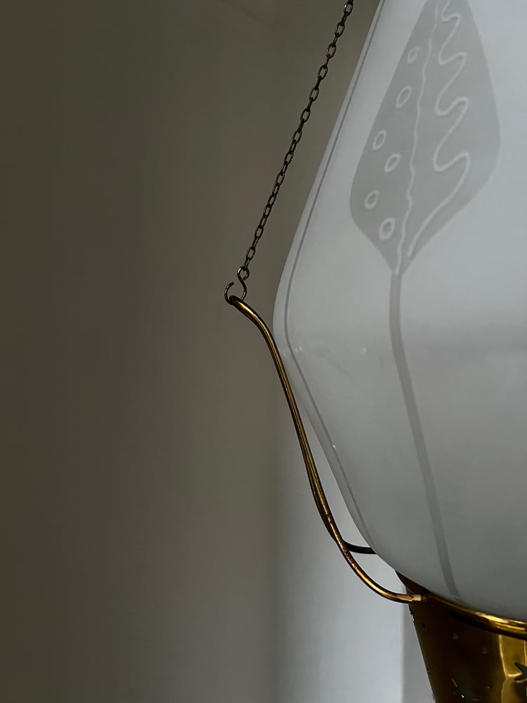 Image of Swedish Pendant Light with Etched Glass and Star Detail