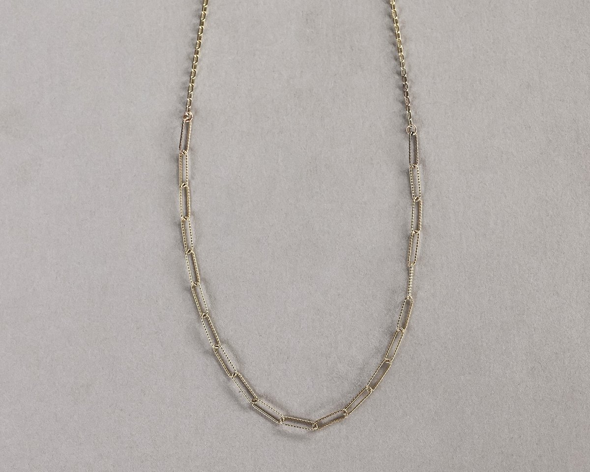 Image of 9ct gold 'Mill grain' chain necklace