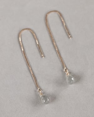 Image of 9ct gold box chain Grey Moonstone drop earrings