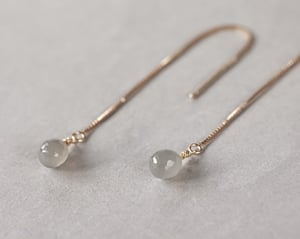 Image of 9ct gold box chain Grey Moonstone drop earrings