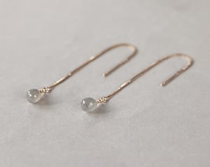 Image of 9ct gold box chain Grey Moonstone drop earrings