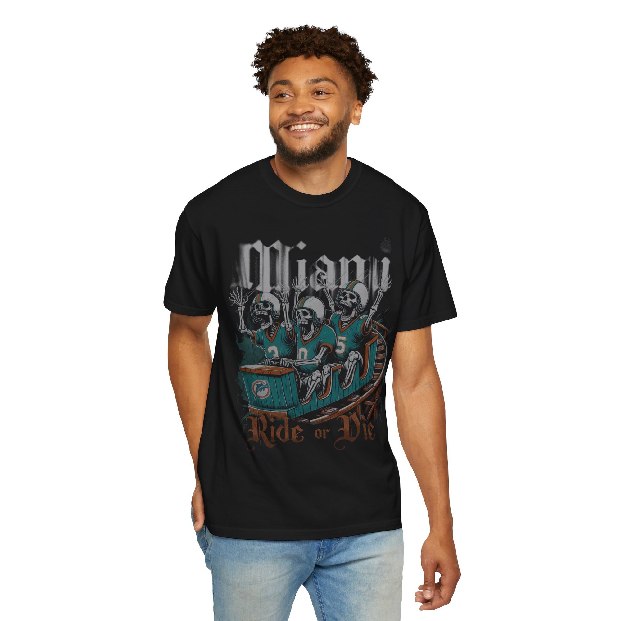 Miami Dolphins Roller coast T shirt Ride or Die Mightier Than Co