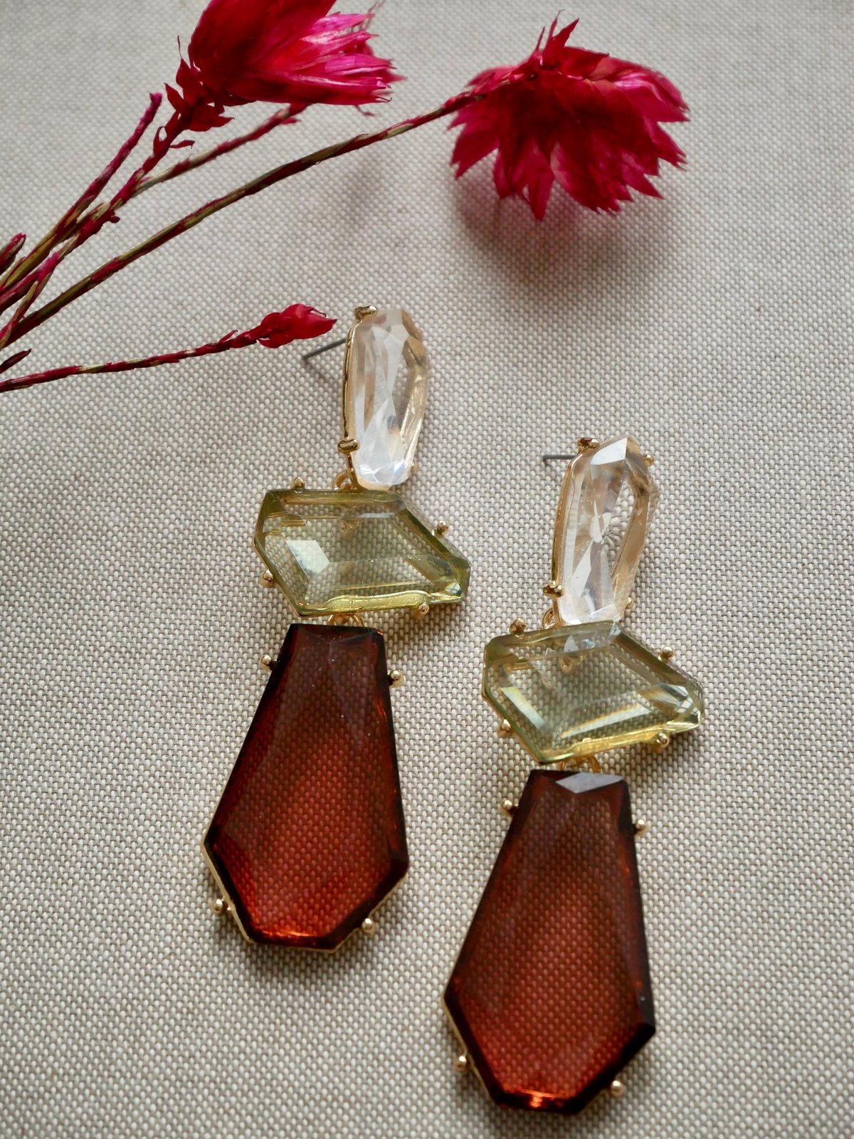 Angelica Earrings ~ Burgandy & Lime