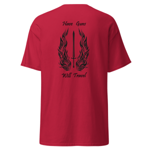 Image of Have Guns, Will Travel- Sword and Fire Wings - Black Lettering