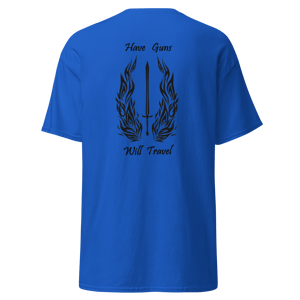 Image of Have Guns, Will Travel- Sword and Fire Wings - Black Lettering