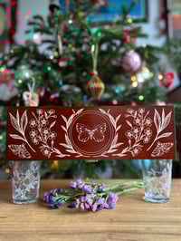 Image 4 of Dog rose glasses with elm wood box 