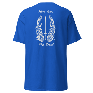 Image of Have Guns, Will Travel- Sword and Fire Wings - White Lettering