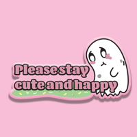 Image 1 of Sticker Pls stay happy ghost 