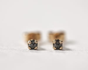 Image of 18ct yellow gold, dark grey, rose-cut diamond stud earrings