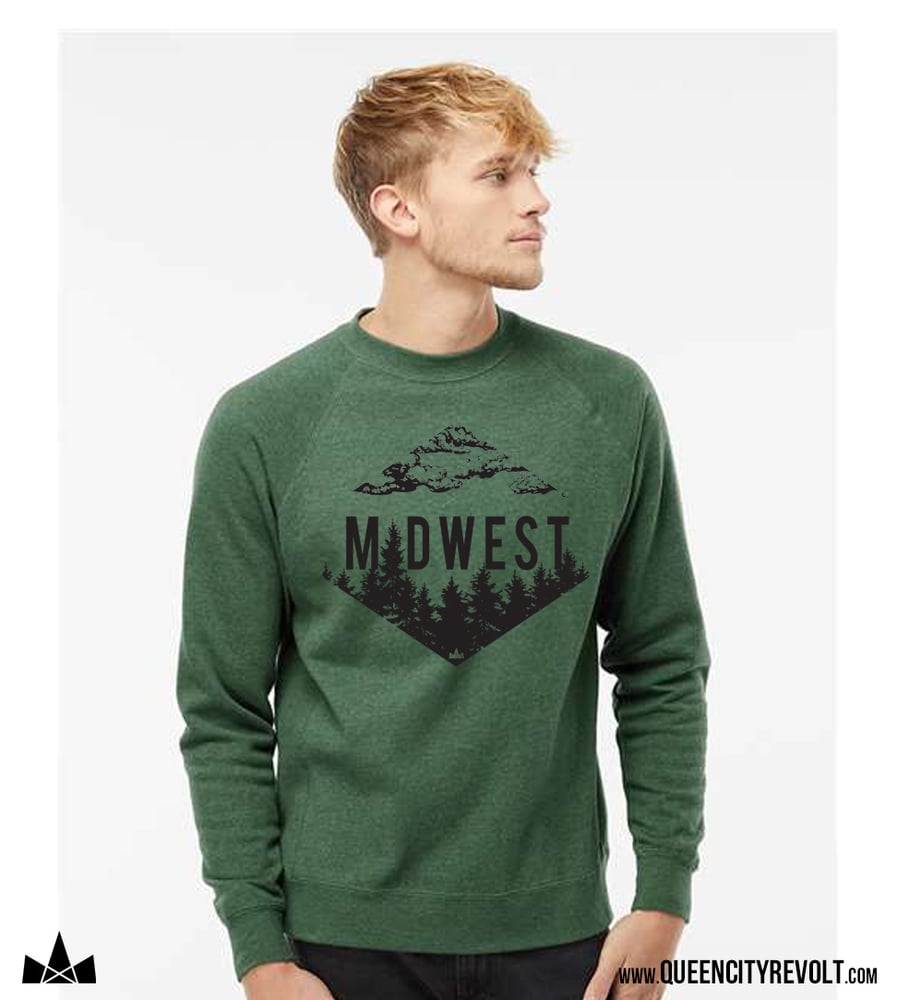 Image of Midwest Trees, Crew Sweatshirt, Green