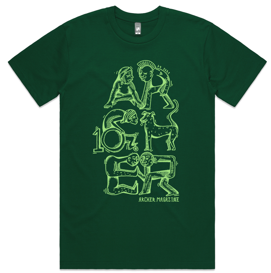 Image of ARCHER MAGAZINE 10 YEAR ANNIVERSARY T-SHIRT - LIMITED EDITION - FOREST