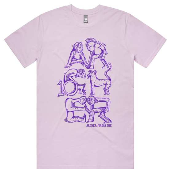 Image of ARCHER MAGAZINE 10 YEAR ANNIVERSARY T-SHIRT - LIMITED EDITION - LAVENDER