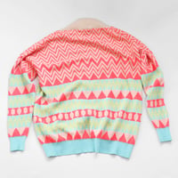 Image 3 of neon chevron plaid colorful happy patchwork 5T courtneycourtney long sleeve raglan sweater