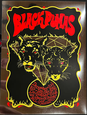 Image of Black Pumas gig poster, Austin 2023