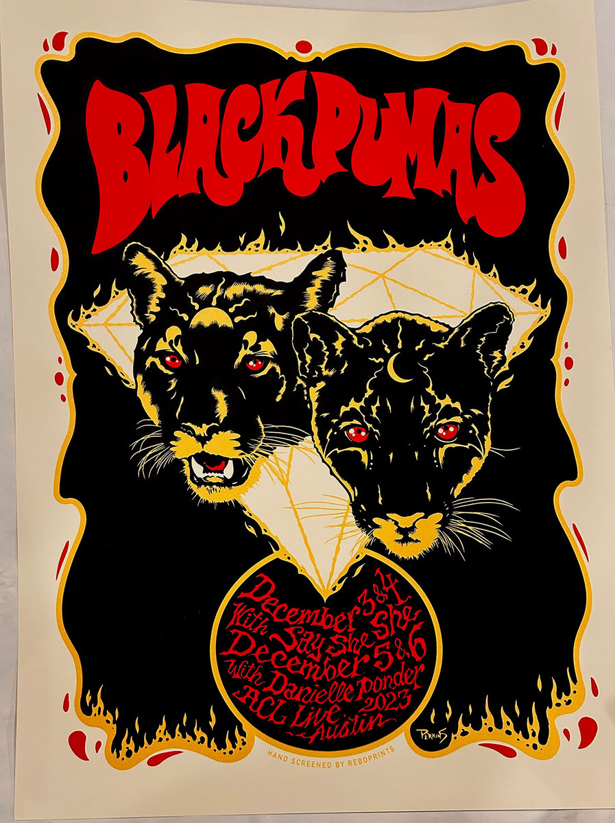 Black Pumas gig poster, Austin 2023 | Billy Perkins