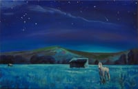 Caballos bajo la luna. / Horses under the moon.