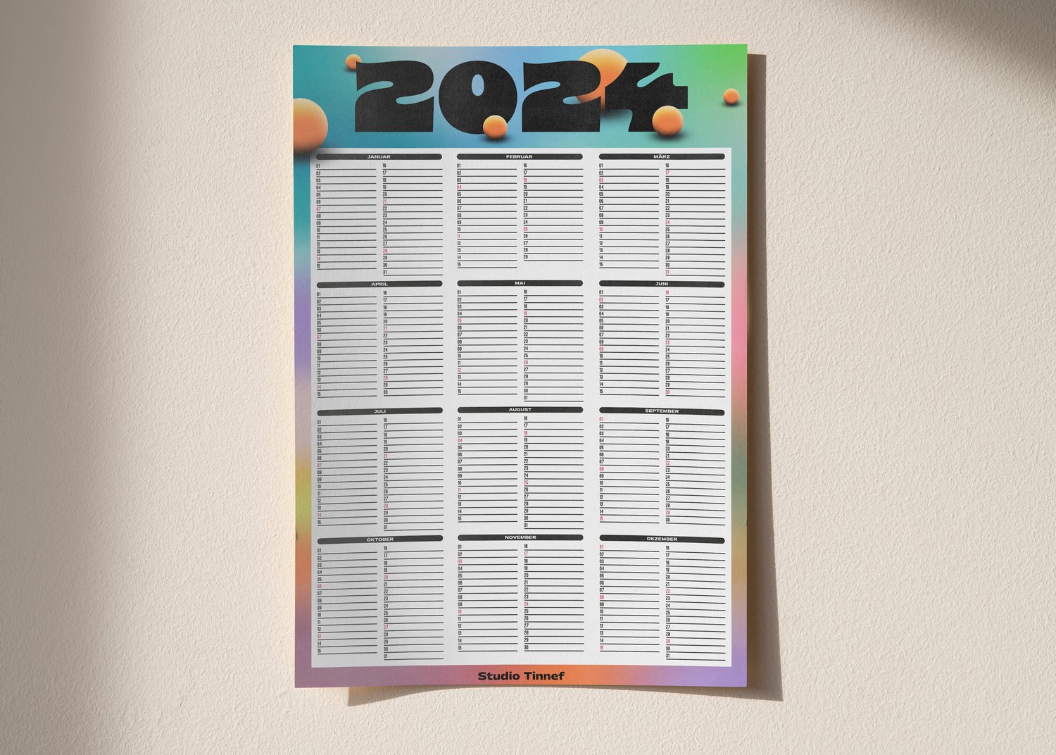 Image of »STUDIO TINNEF« Wall Calendar 2024