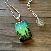 Image 3 of Winter Night Sky Forest Resin Pendant