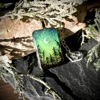 Image 1 of Winter Night Sky Forest Resin Pendant