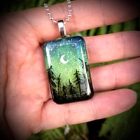Image 4 of Winter Night Sky Forest Resin Pendant