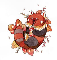 Image 3 of Raccoon + Red Panda Bubble Tea - Original Paintings