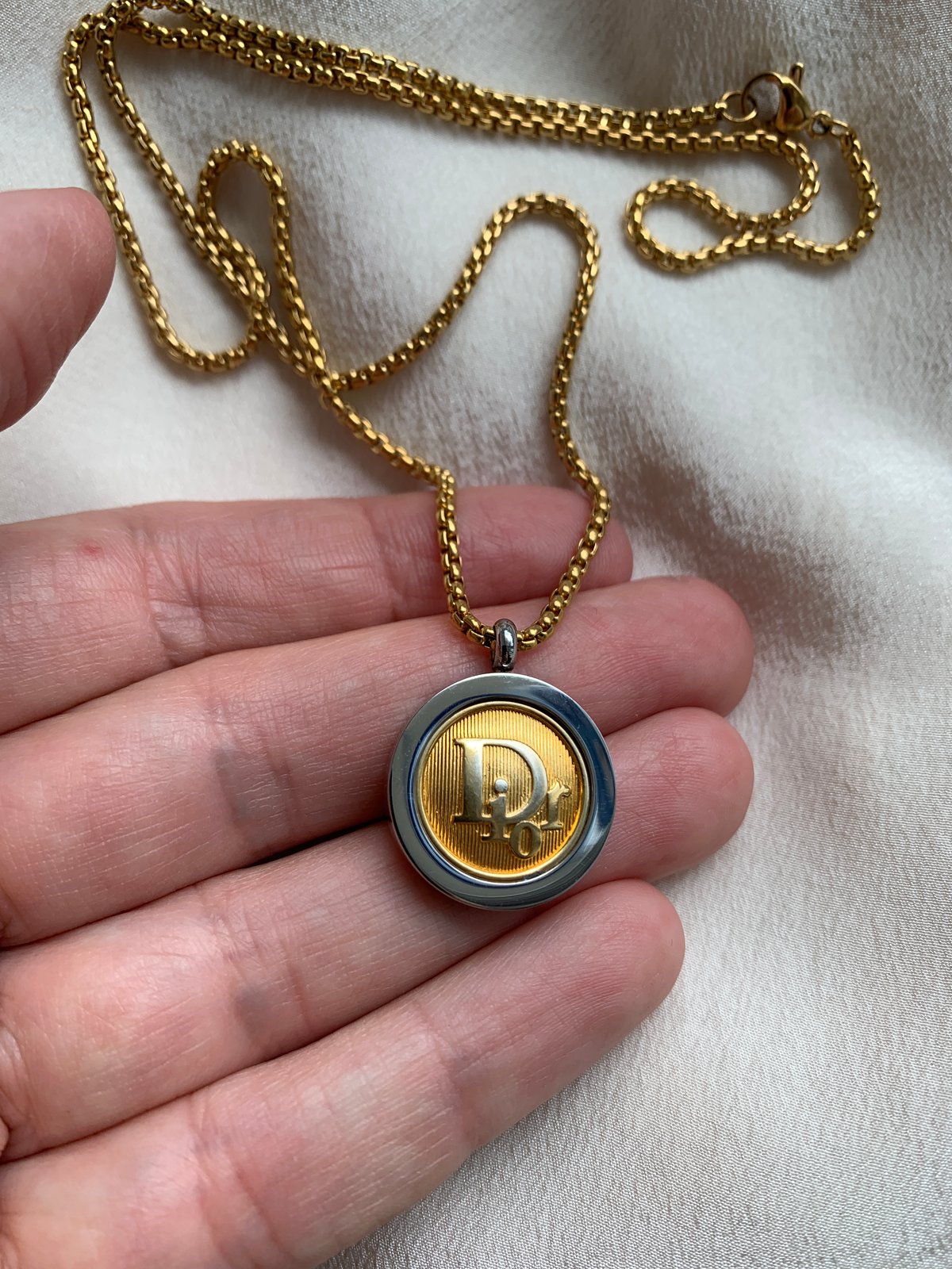 Image of Up-cycled Dior button necklace