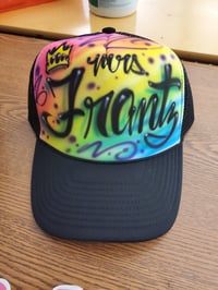 Image of Personalized Trucker Hat - Crown Design with rainbow swirls