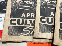 Image 4 of Culver City Stadium Midget Auto Racing aged Linocut Print FREE SHIPPING