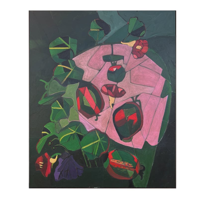 Image of 'Nasturtiums and Tomatoes,' Abstract Painting by Sandhills Studios