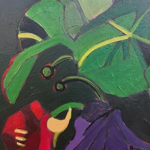 Image of 'Nasturtiums and Tomatoes,' Abstract Painting by Sandhills Studios
