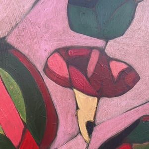 Image of 'Nasturtiums and Tomatoes,' Abstract Painting by Sandhills Studios