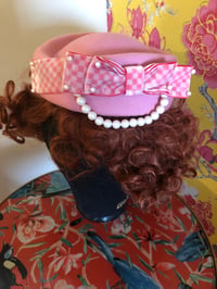 Image 3 of Pearl Wool Pillbox hat: Pink 