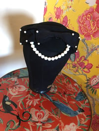 Image 3 of Pearl Wool Pillbox hat: Black 