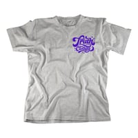 “Retro Truth” T Shirt | Heather Grey/Purple