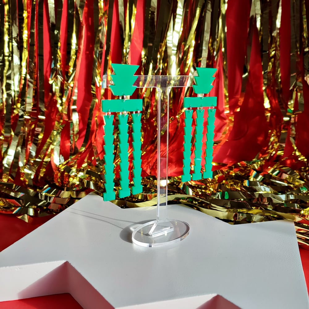 Image of Memphis Love - Aztec Column Statement Acrylic Earrings