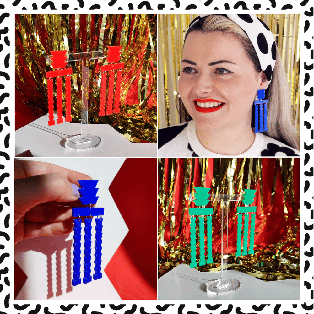 Image of Memphis Love - Aztec Column Statement Acrylic Earrings