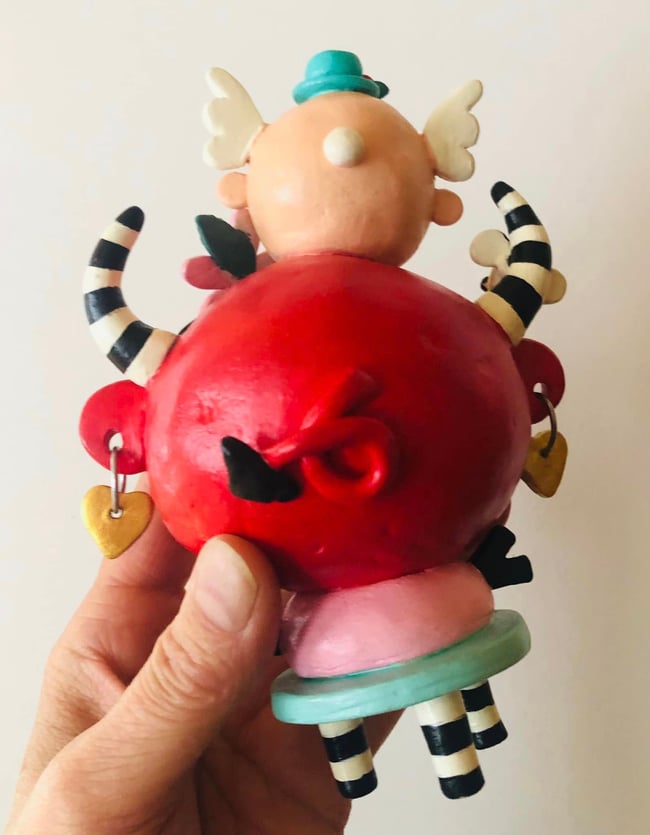 MAGICAL series - Little Red Devil with Sidekick Clay Sculpture