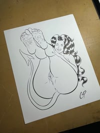 Image 2 of LEGS UP BAREFOOT DEVIL GIRL Original Art