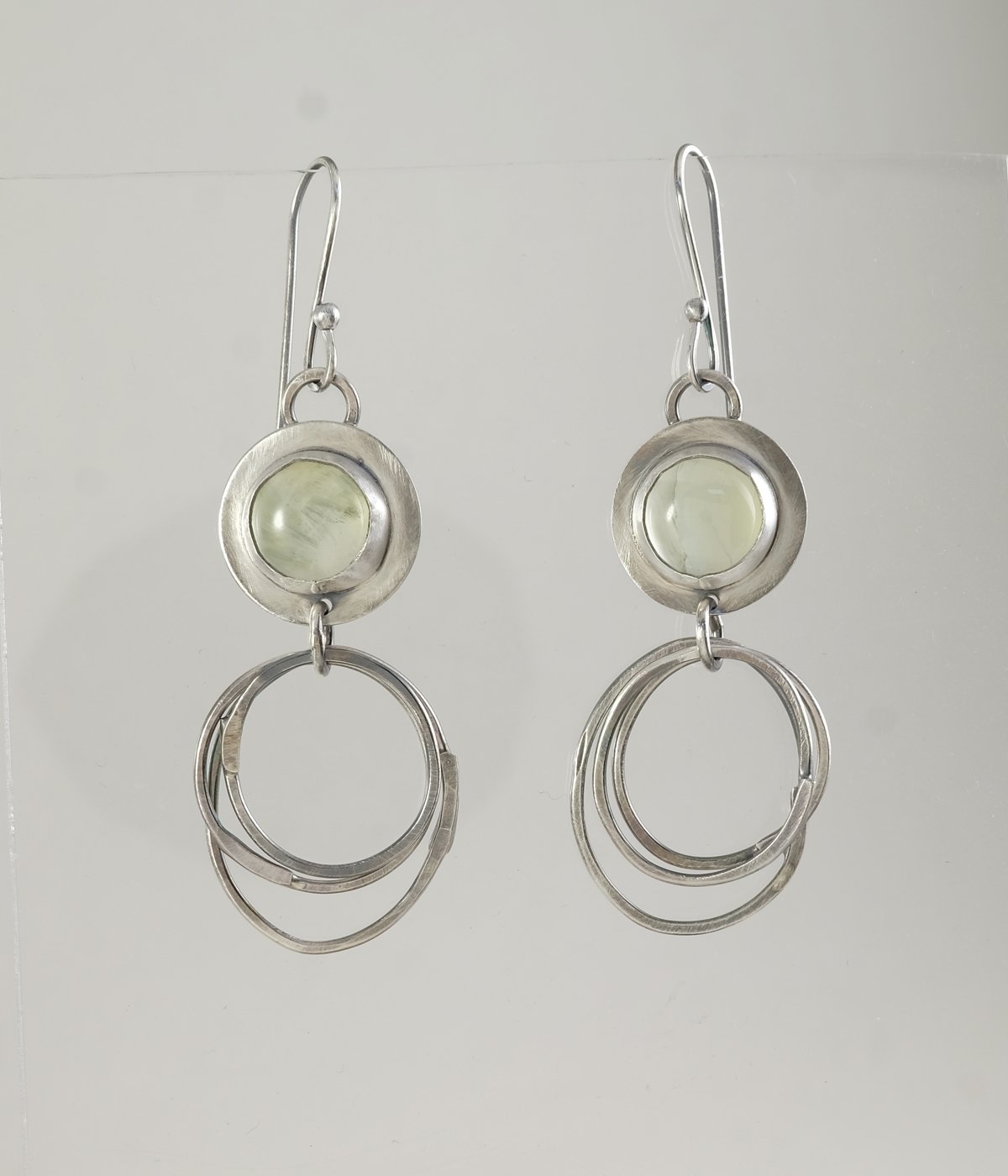 Image of Prehnite, Hoop Sterling Earrings