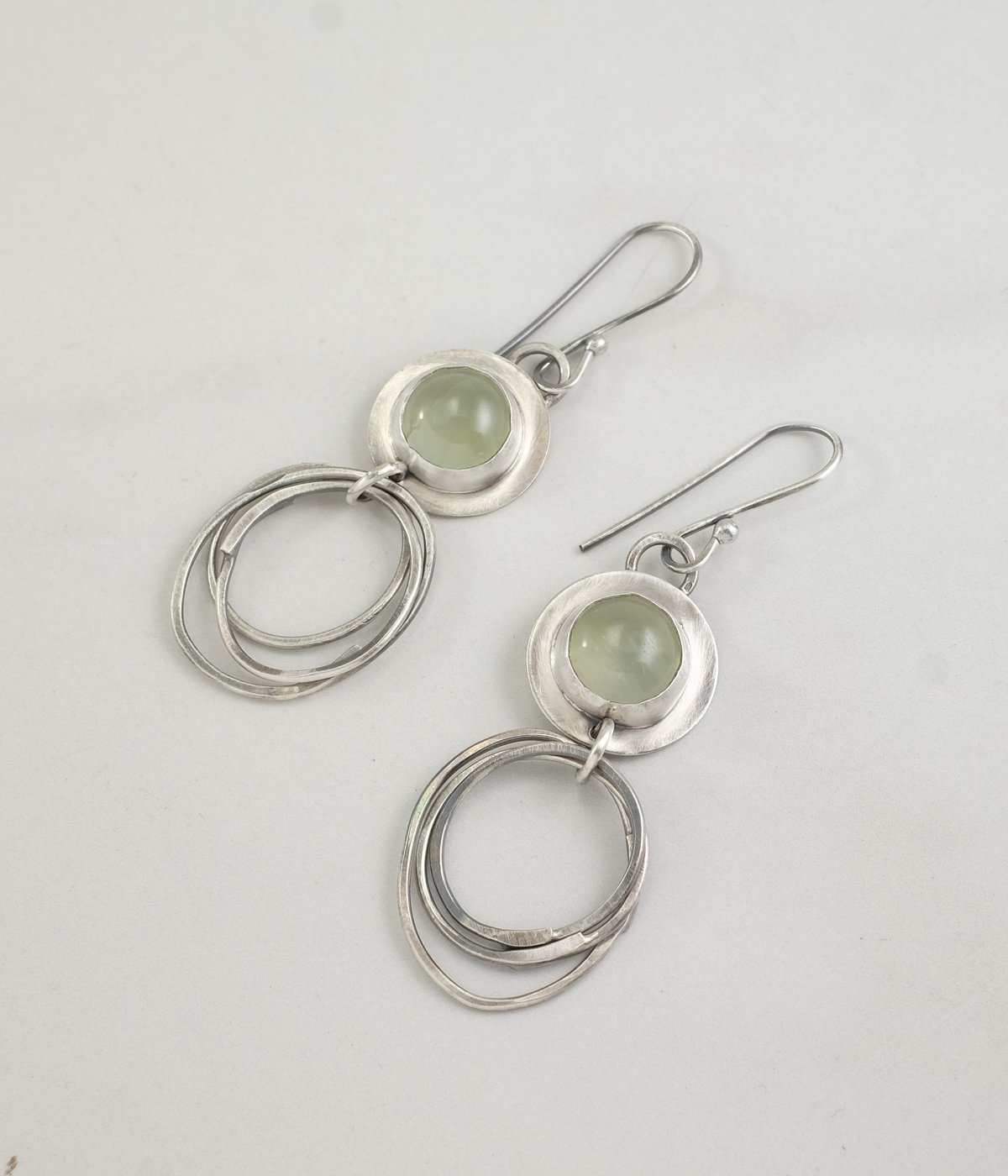 Image of Prehnite, Hoop Sterling Earrings