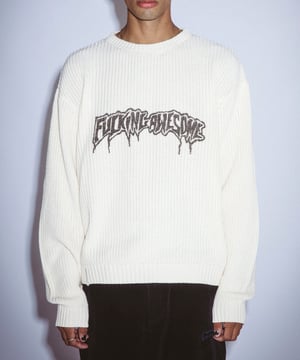 Image of FUCKING AWESOME_DRIP LOGO KNITTED SWEATER :::CREAM:::