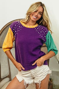 Image 5 of Mardi Gras Themed Pearl Sweater
