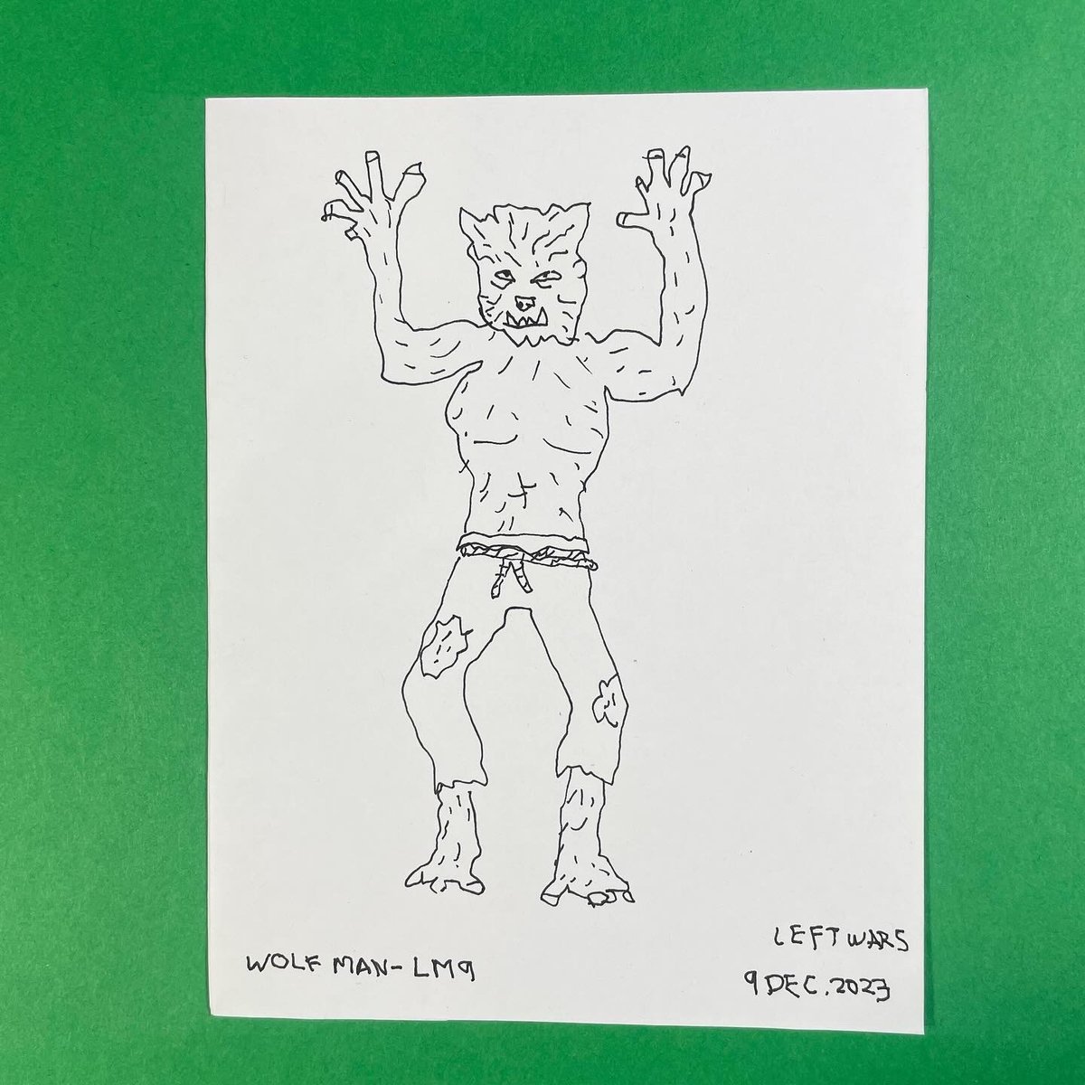 Image of Wolf man ink drawing 
