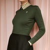 Ready to ship - Phuncle Long Sleeve Cropped Merino T Sweater - Forest Green