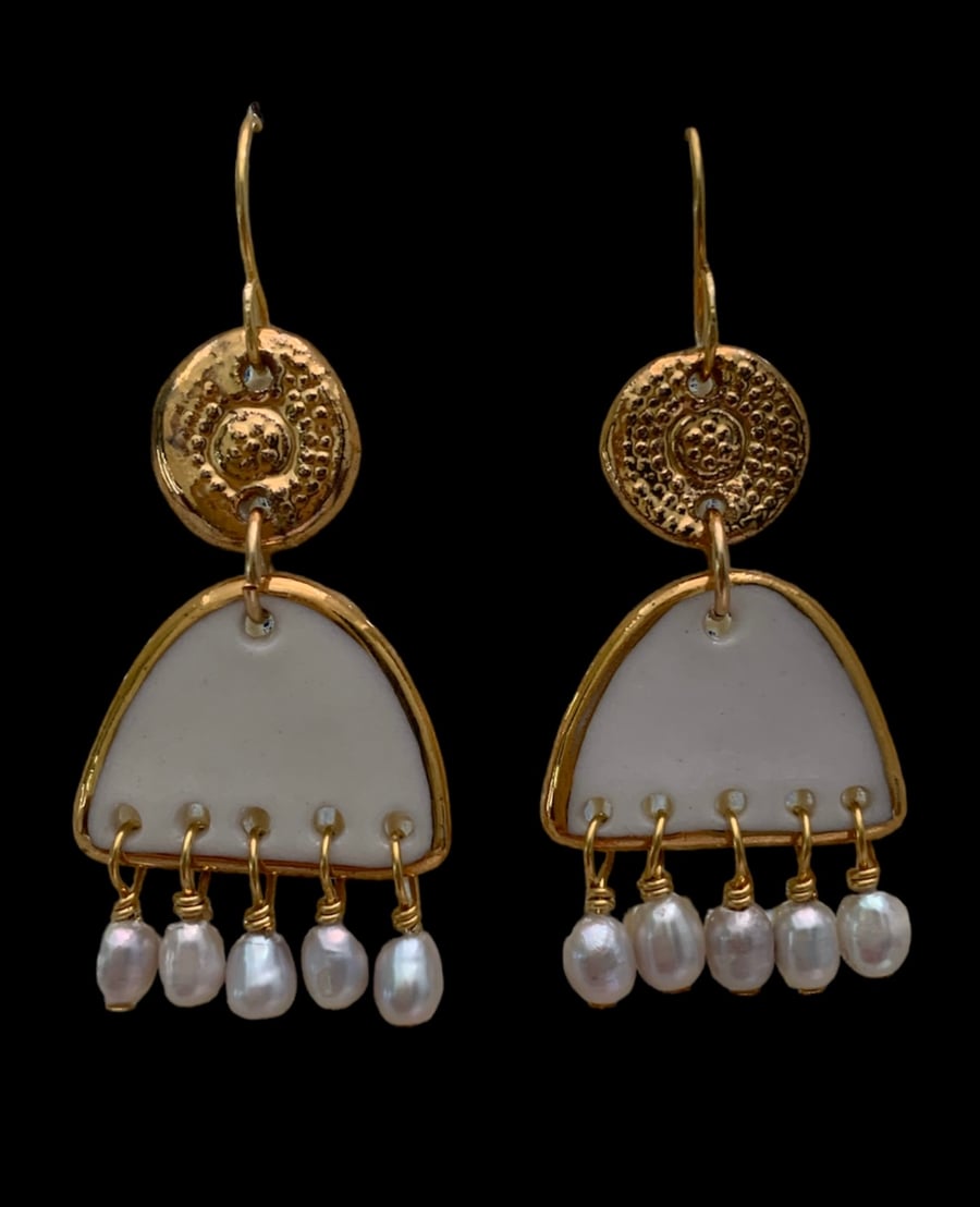 Image of Double drop Grecian pearl drops (2x5cm)