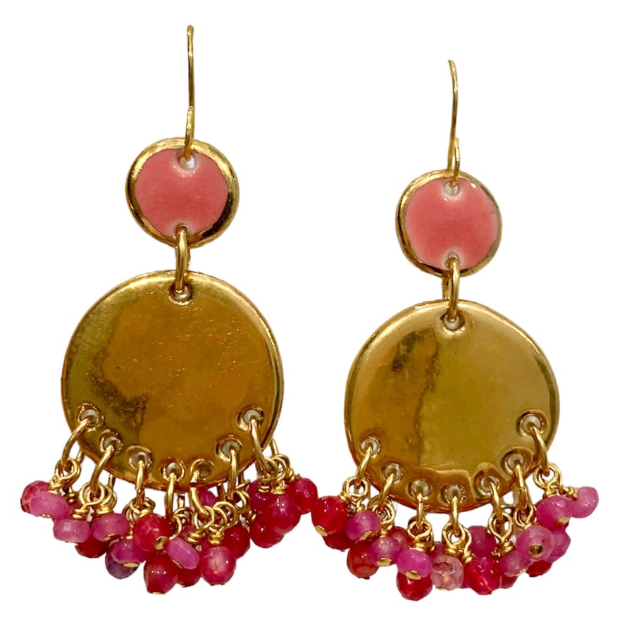 Image of Golden pink semi precious drops