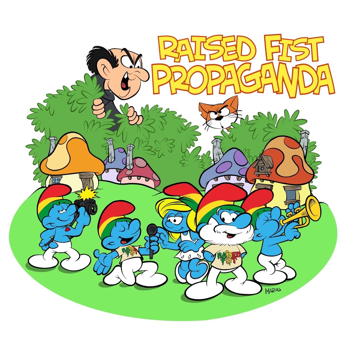 Raised Fist Propaganda | Rasta Smurfs Tee